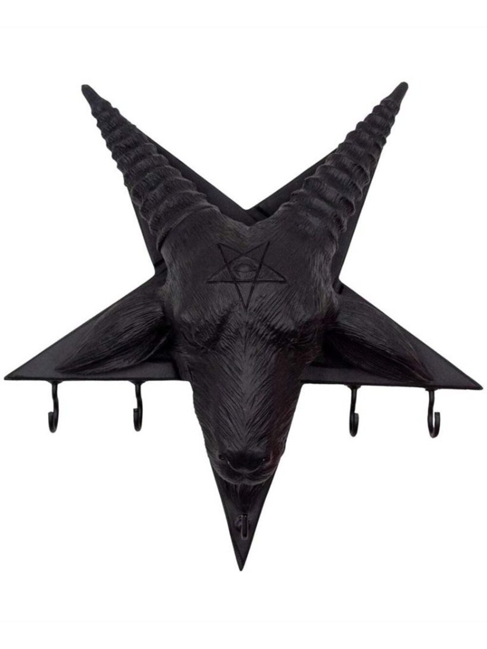 Goat Head Black Baphomet Wall Key Holder hanger NWT